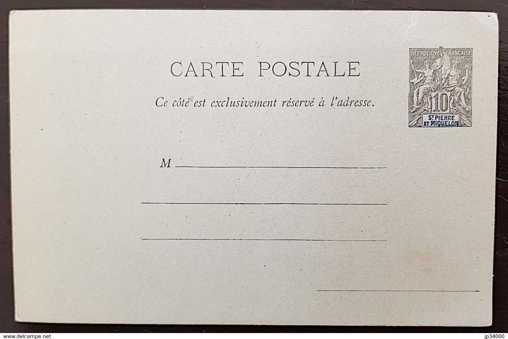 ST PIERRE ET MIQUELON. Type Groupe. Entier Postal Neuf. CARTE POSTALE 10c Bleu. Bel  état - Entiers Postaux