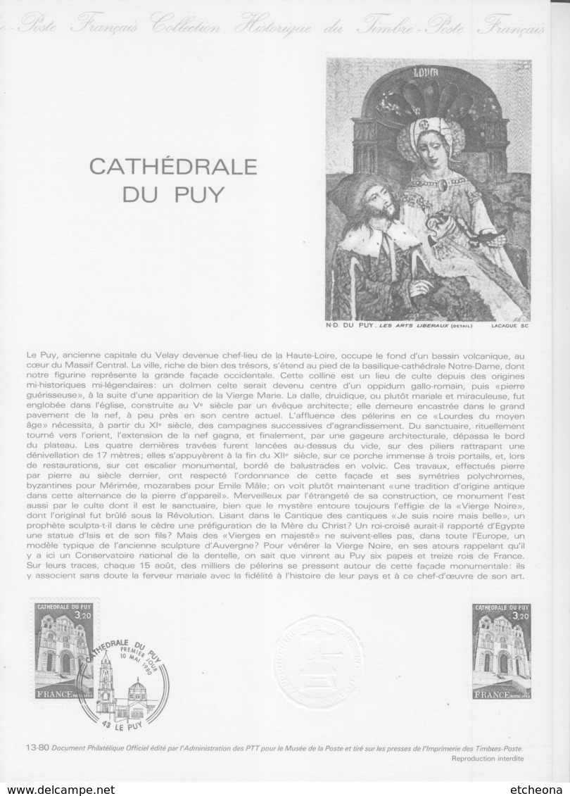 = Cathédrale Du Puy En Velay Collection Historique Du Timbre Poste 1er Jour Le Puy 10.5.80 N°2084 - Documents Of Postal Services