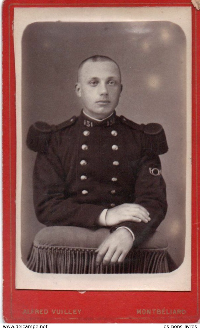 Photo CDV Portrait De Militaire Photographie Alfred Vuilley Montbelliard 1890 - Guerre, Militaire