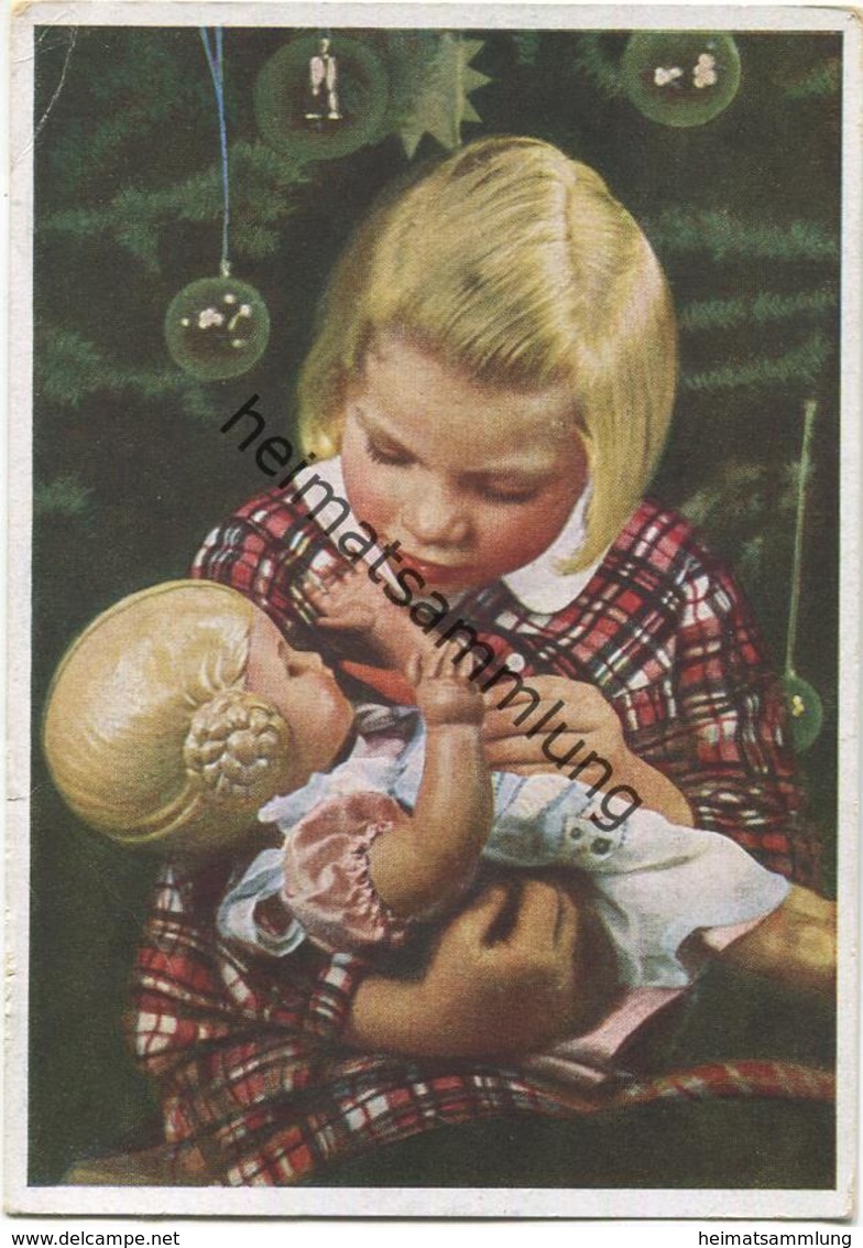 Mädchen Mit Puppe - Weihnachten - AK Grossformat - Farbfoto-Fritz Teuscher - Wächter Verlag Teplitz-Schönau (Sudetengau) - Retratos