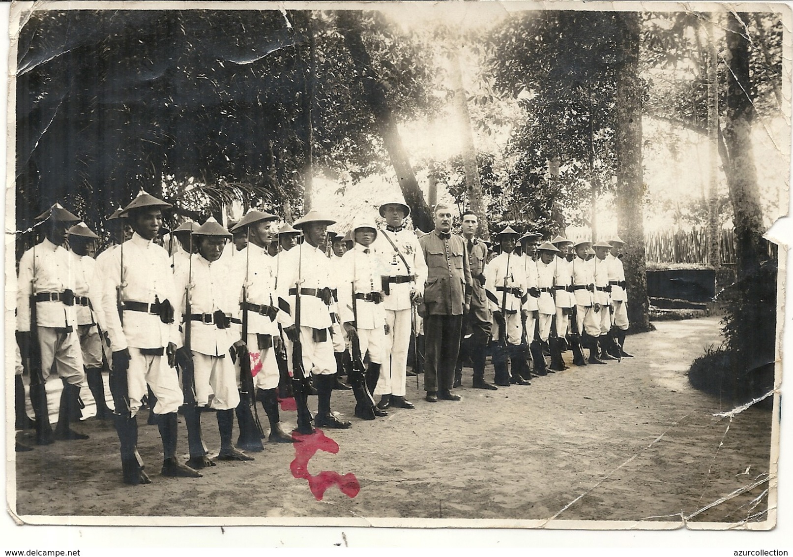 POSTE DE BONG SON . REMISE DECORATIONS AUX MILICIENS . 1931.TONKIN - Guerre, Militaire