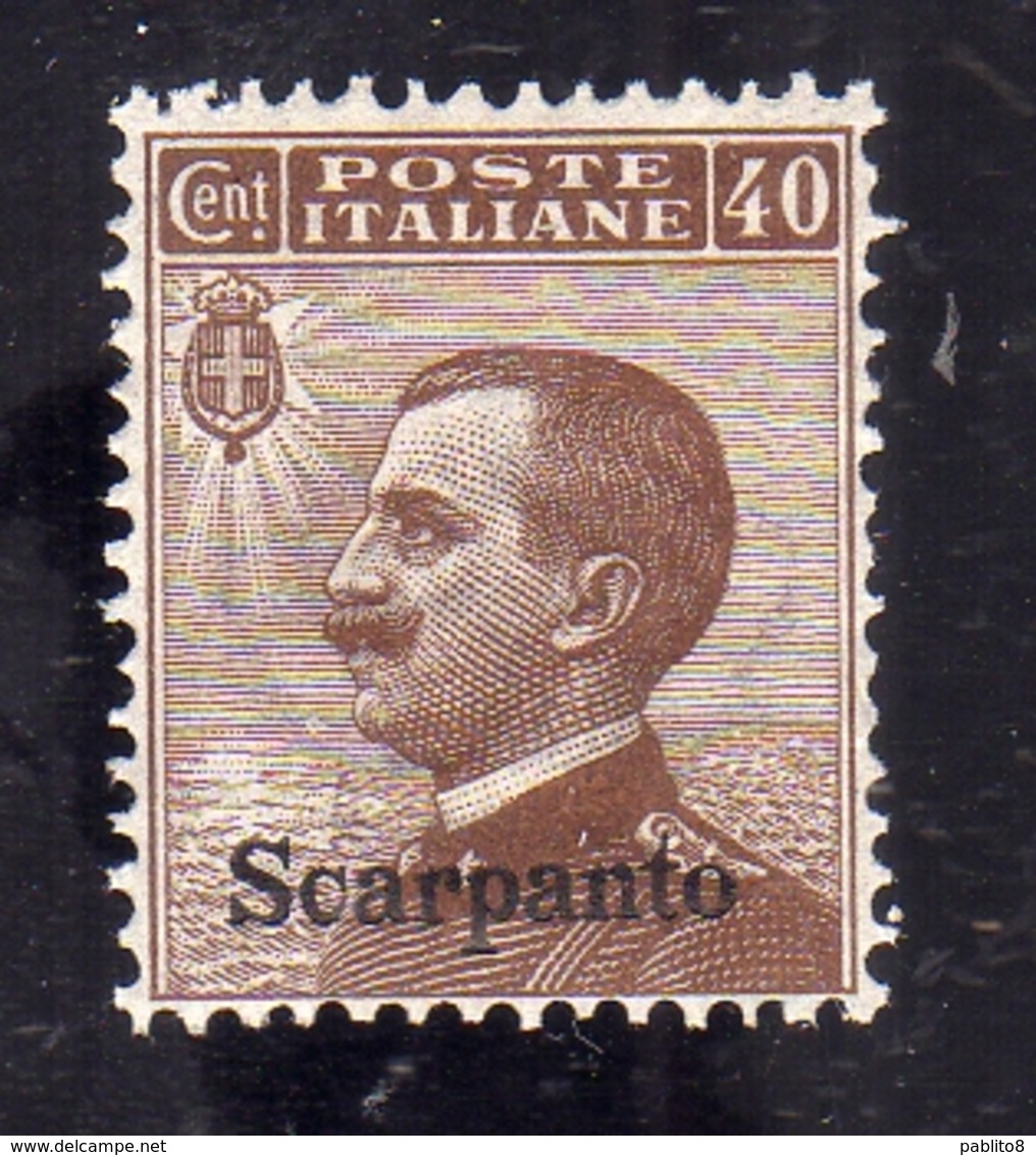 EGEO 1912 SCARPANTO SOPRASTAMPATO D'ITALIA ITALY OVERPRINTED CENT. 40c MNH BEN CENTRATO - Egeo (Scarpanto)