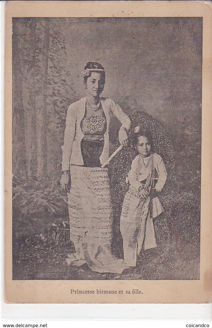 Cpa Old Pc Birmanie Burma Princesse Et Fille - Myanmar (Burma)