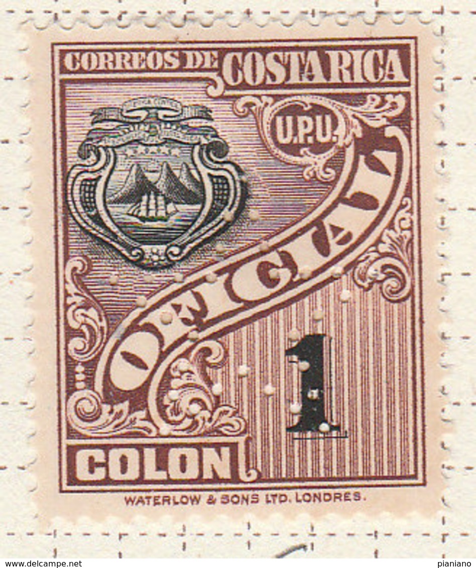 PIA- COSTARICA - 1937-38 : Francobollo Di Servizio - Stemma A Cifra In Nero Con Perforazione A STELLA  - (Yv  76) - Costa Rica