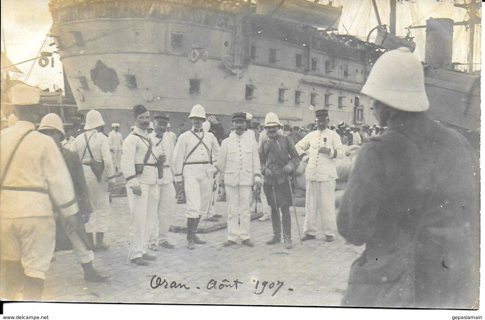 Photo Cpa -départ Oran (Algérie) Pour Casablanca ( Maroc )-Aôut 1907- Peut-etre Rapport Avec La Cpa LIEUT.wack - Guerre, Militaire