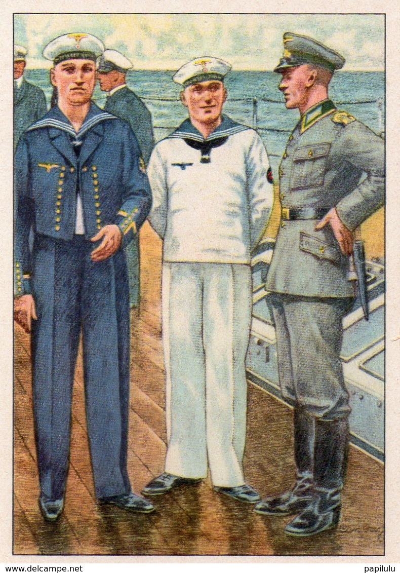 CHROMOS MILITARIA 40 : Marins Et Gradé Allemand  ( A Lire Au Dos ) - Autres & Non Classés