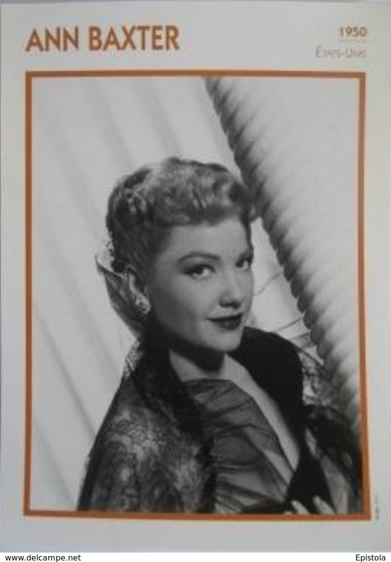 Ann BAXTER (1950)   - Fiche Portrait Star Cinéma - Filmographie - Photo Collection Edito Service - Photos