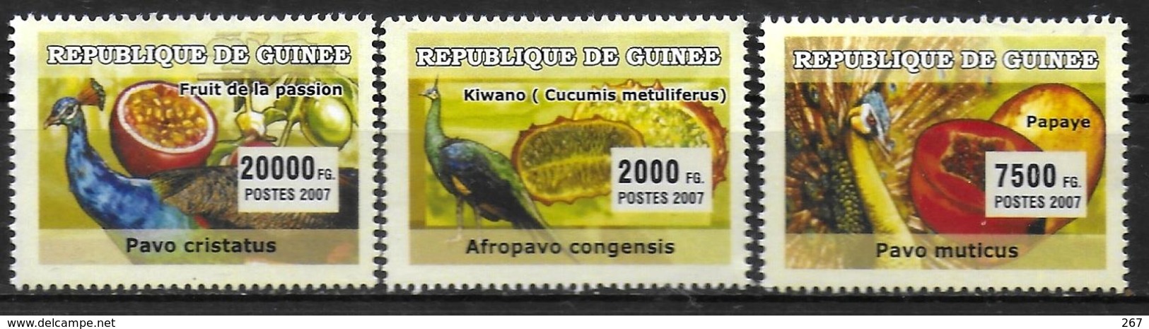 GUINEE   N° 2921/23 * * ( Cote 14e ) Oiseaux Paons Fruits - Paons