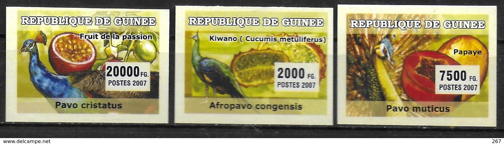 GUINEE   N° 2921/23 * * NON DENTELE  Oiseaux Paons Fruits - Paons