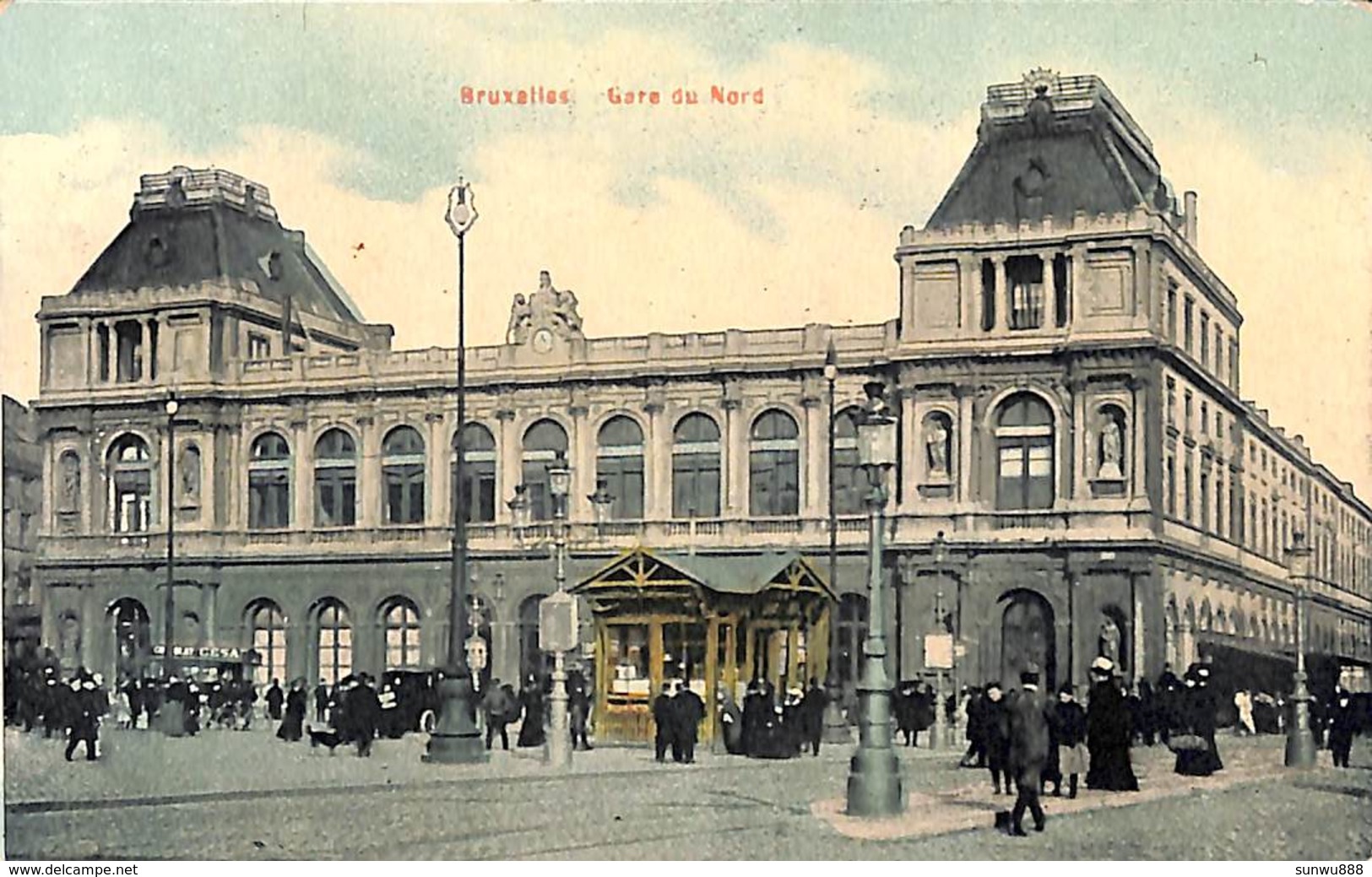 Bruxelles - Gare Du Nord (animée Colorisée 1911) - Chemins De Fer, Gares