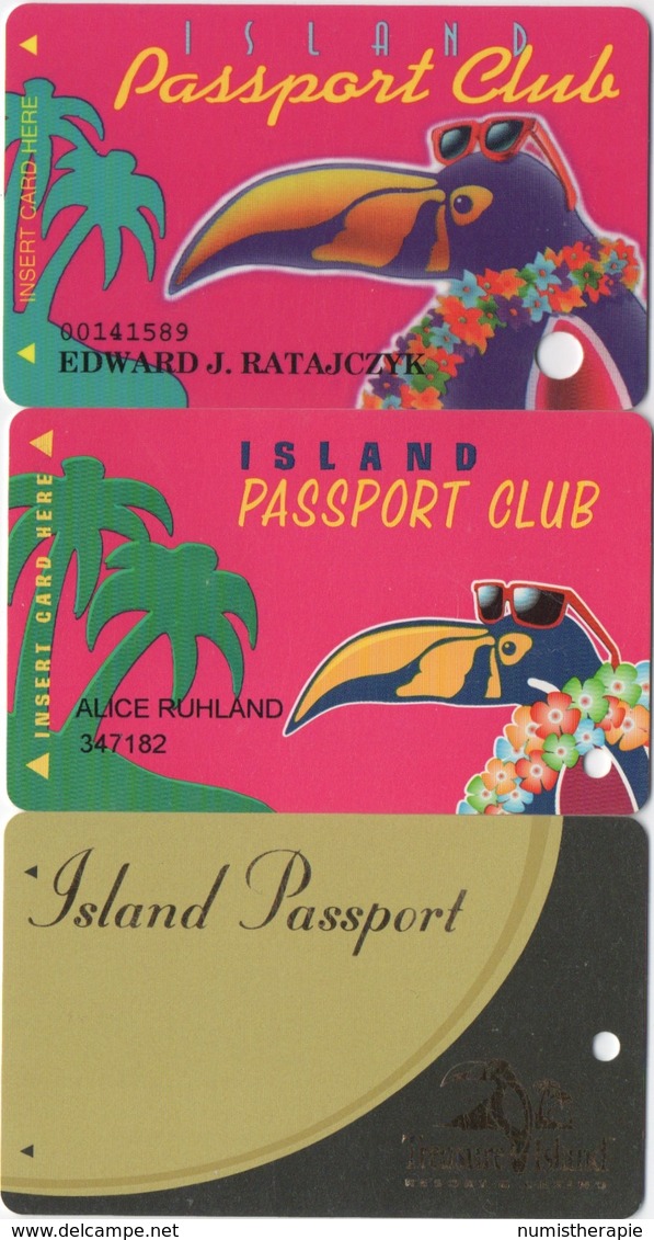 Lot De 3 Cartes : Treasure Island Resort & Casino : Red Wing MN - Cartes De Casino