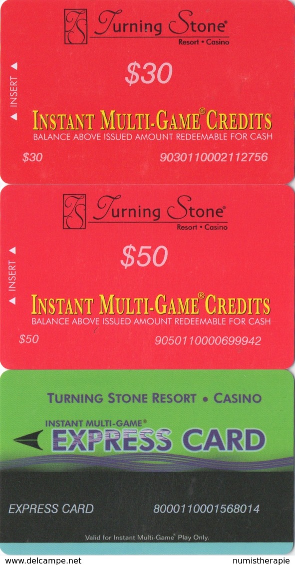 Lot De 3 Cartes : Turning Stone Casino Resort : Instant Multi-Game Credits - Cartes De Casino