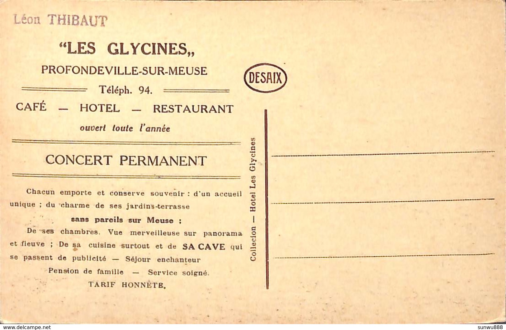 Profondeville - Vue Générale (Les Glycines, Café Hôtel Restaurant Desaix) - Profondeville