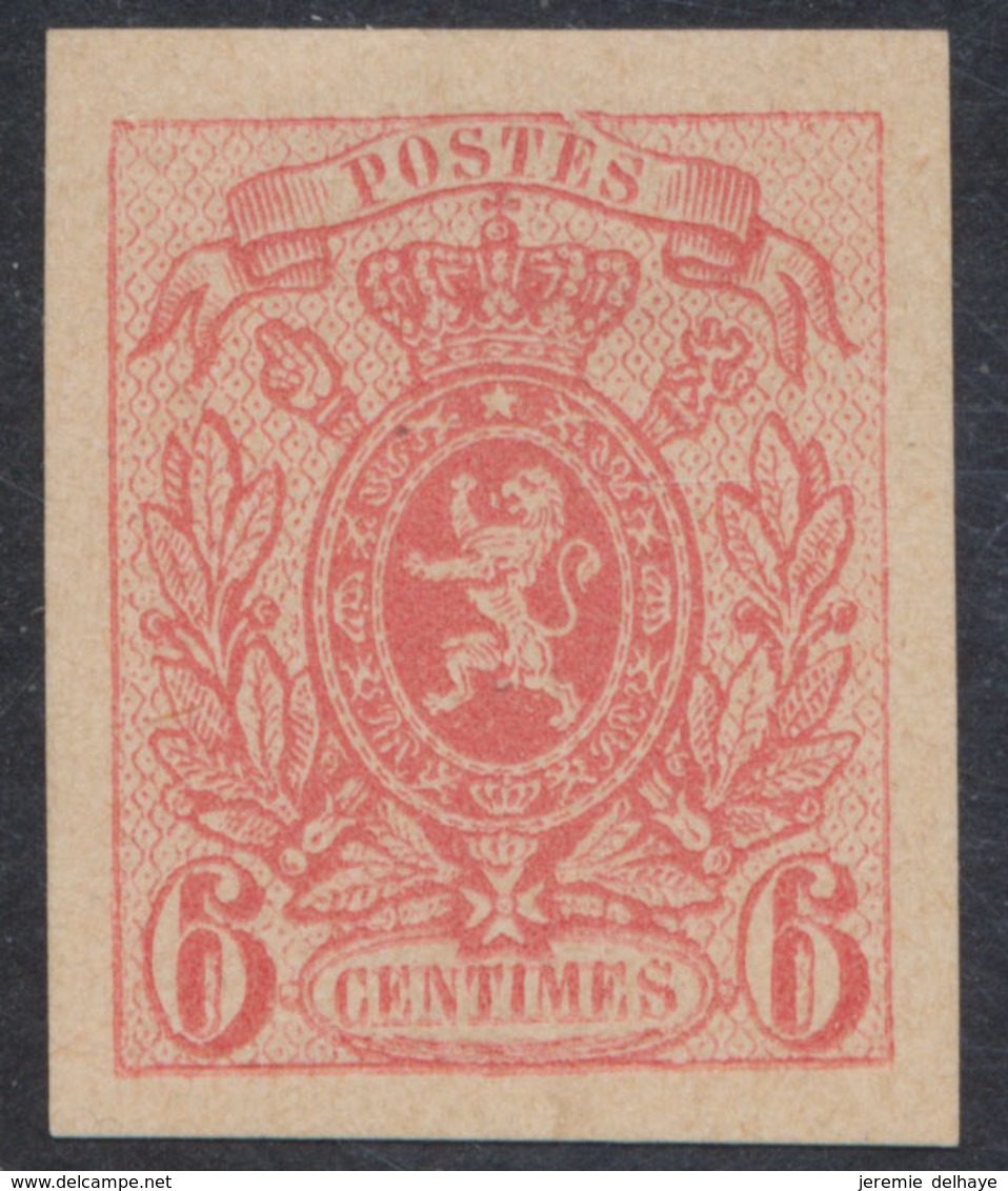 Essai - Petit Lion (Valeur Non émise), Coin Achevé Avec Brisure Du Cadre Sur Papier Chamois 6C Rose / STES 1380 - Proofs & Reprints