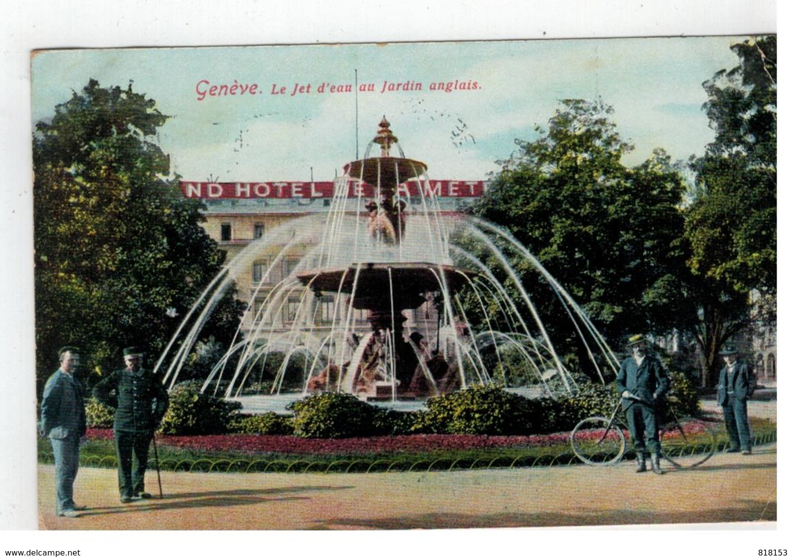 Genève. Le Jet D'eau Au Jardin Anglais 1914 - Genève