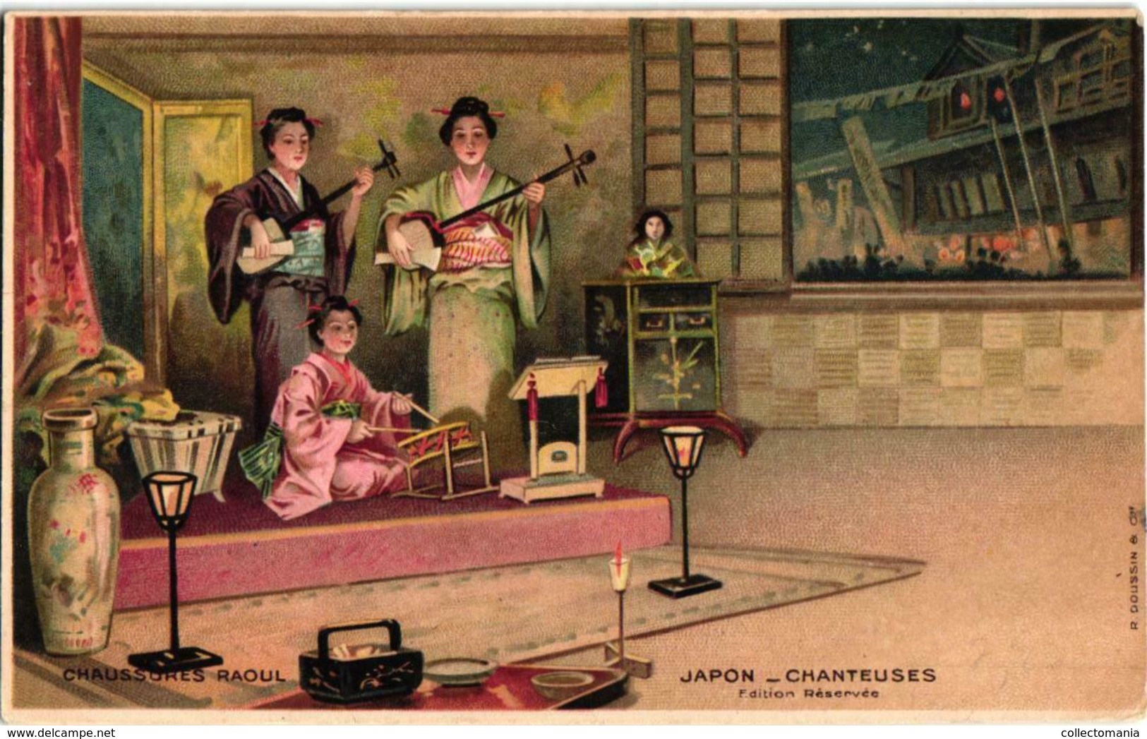 5 Postcards Publiciteit Chaussures Raoul Japan Japon  Geisha Singers Coiffure,  Lithographie Sublime Circa 1906 Prima - 1900-1949