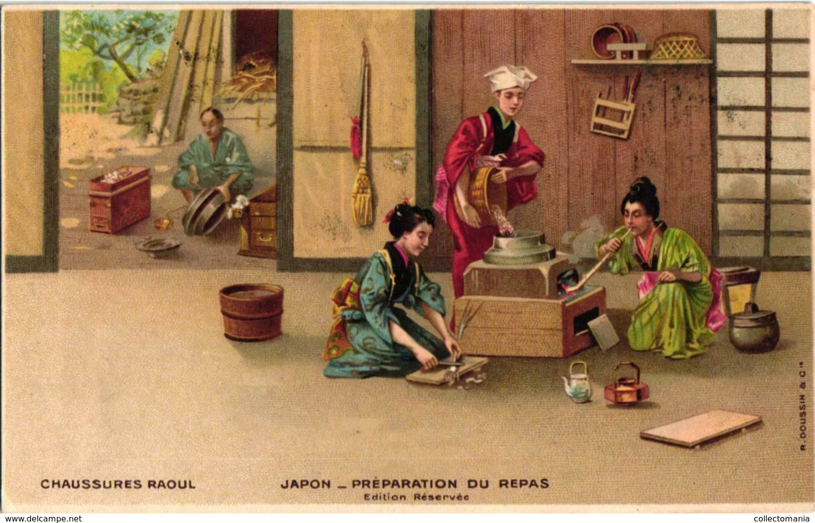 5 Postcards Publiciteit Chaussures Raoul Japan Japon  Geisha Singers Coiffure,  Lithographie Sublime Circa 1906 Prima - 1900-1949