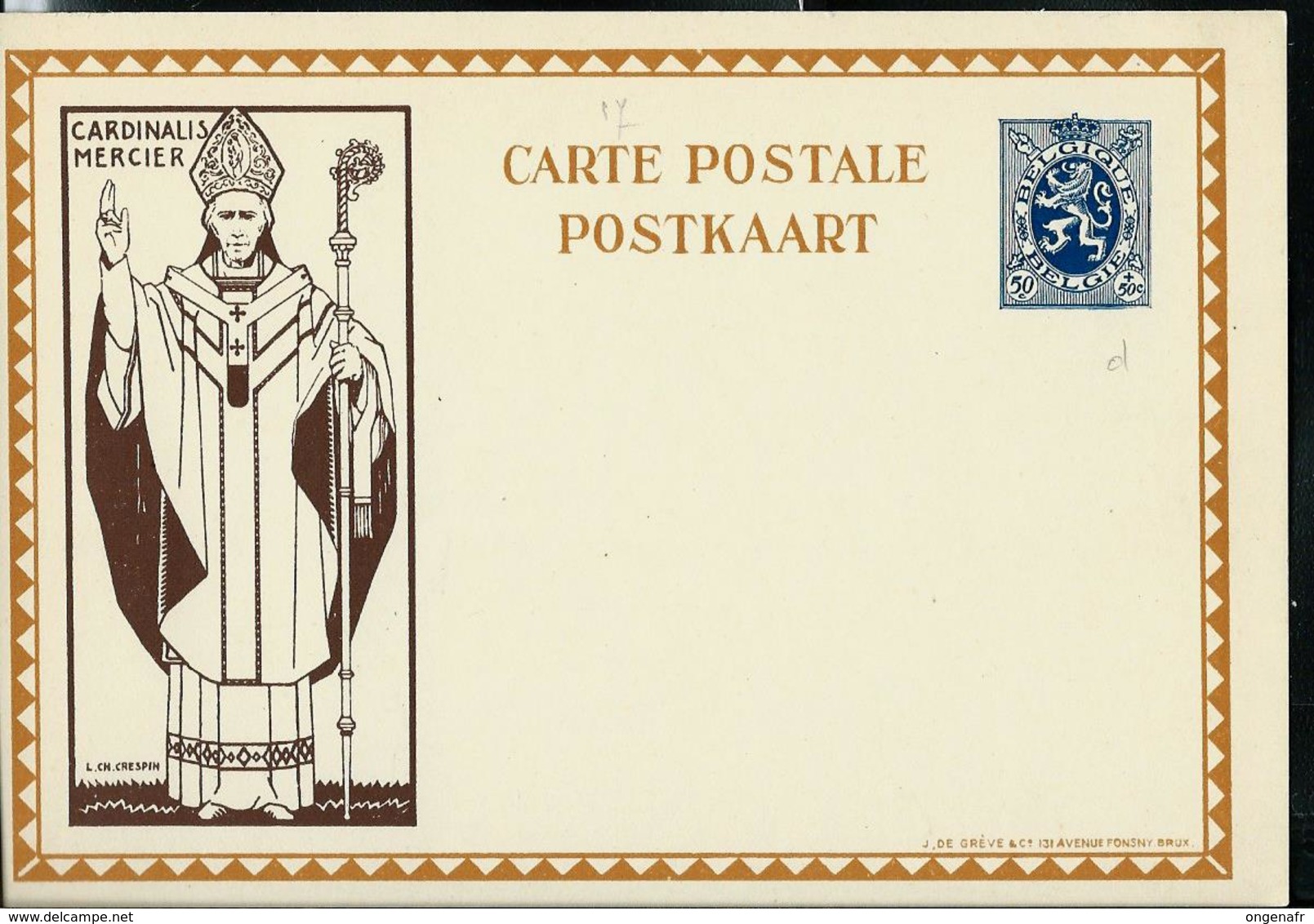 Cardinal Mercier : Carte N° 17. D.  Neuve - Cartoline Illustrate (1971-2014) [BK]