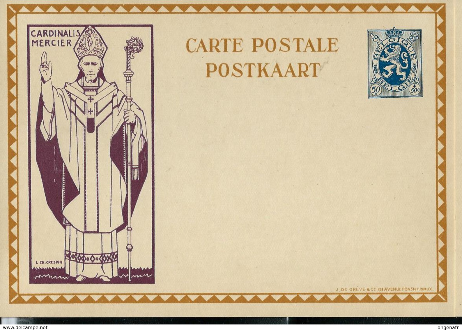 Cardinal Mercier : Carte N° 17. B. Violet  Neuve - Illustrierte Postkarten (1971-2014) [BK]