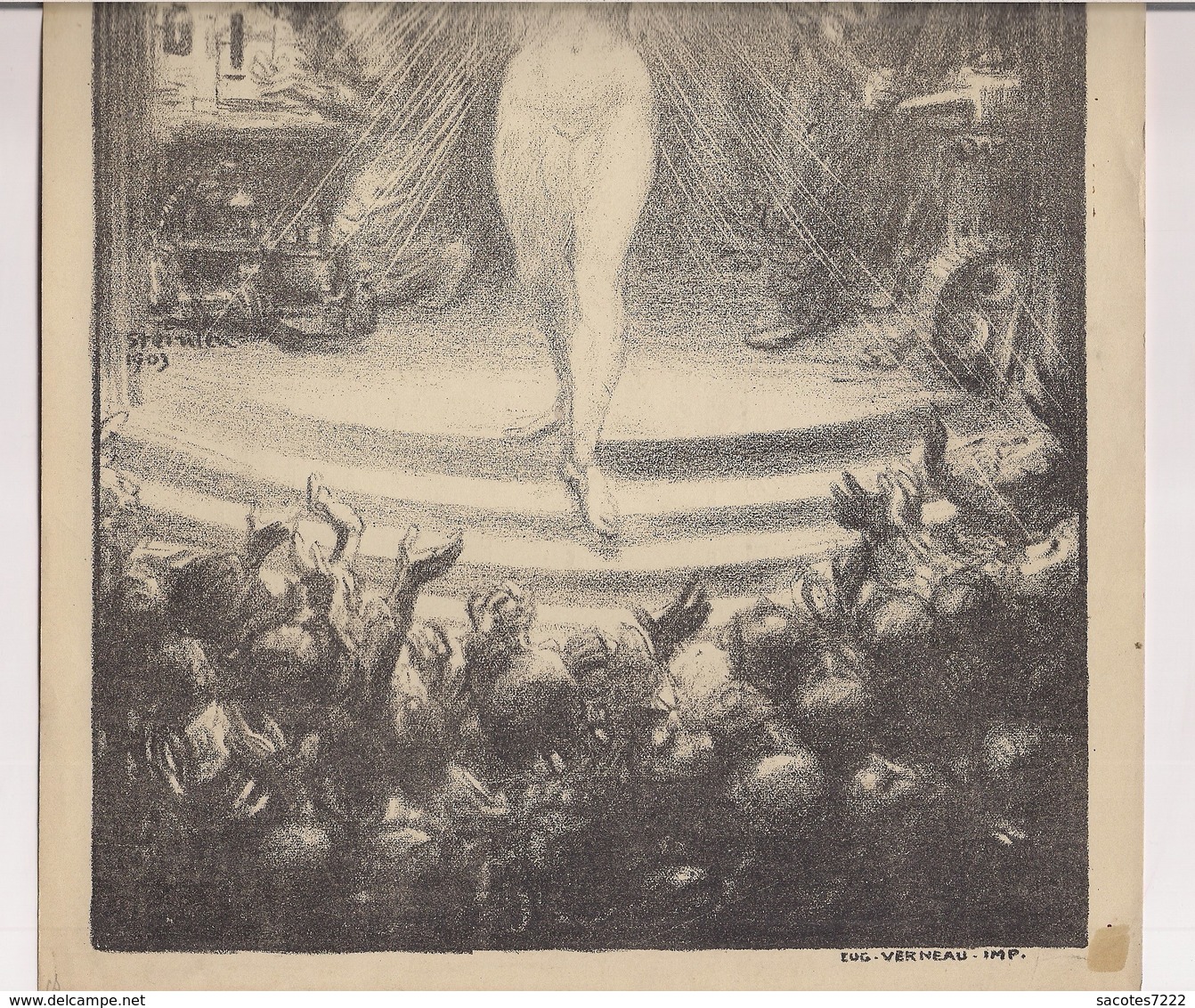 SUPERBE GRAVURE STEINLEN 1903 - FEMME NUE -  Programme De La 2ème  Solennité Scientifique Et Artistique   - (imp.VERNEAU - Estampes & Gravures