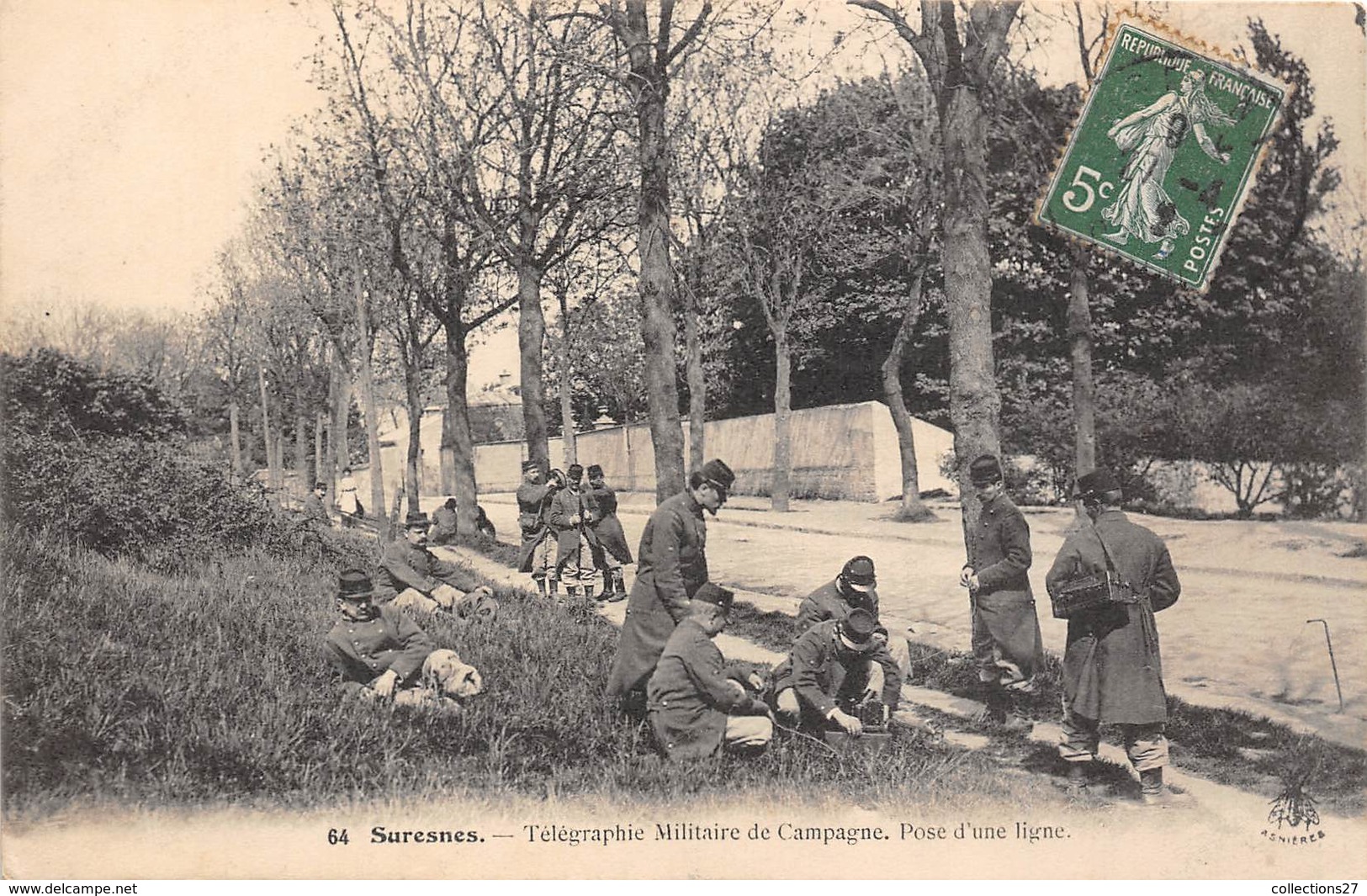 92-SURESNES-TELEGRAPHIE MILITAIRE DE CAMPAGNE POSE D'UNE LIGNE - Suresnes