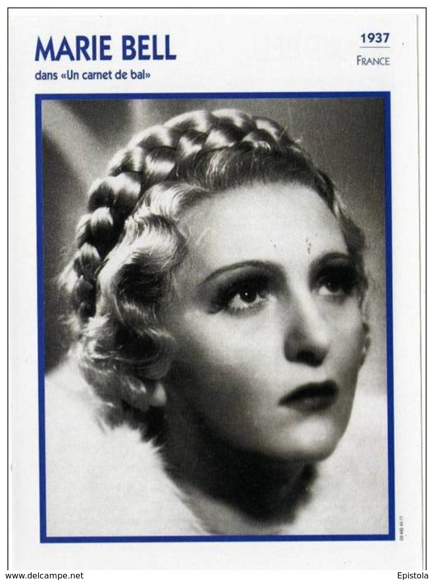 Marie BELL  (Un Carnet De Bal)  (1937)  - Fiche Portrait Star Cinéma - Filmographie -  Photo Collection Edito Service - Photos