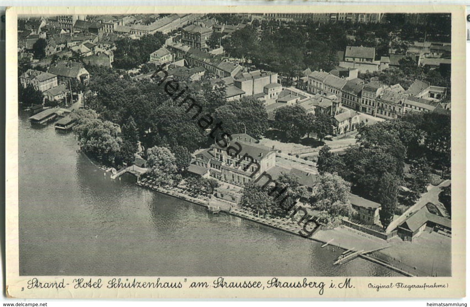 Strausberg - Panorama - Strandhotel Schützenhaus Am Straussee Inhaber Max Müller - Verlag Max O'Brien Berlin 30er Jahre - Strausberg