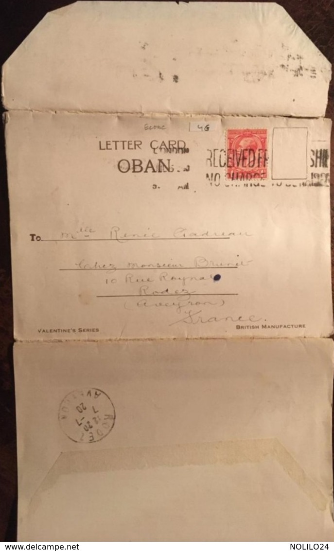LETTER CARD OBAN, 5 Views, éd VAlentine's Series, Used 1920, Stamped,SCOTLAND - Argyllshire