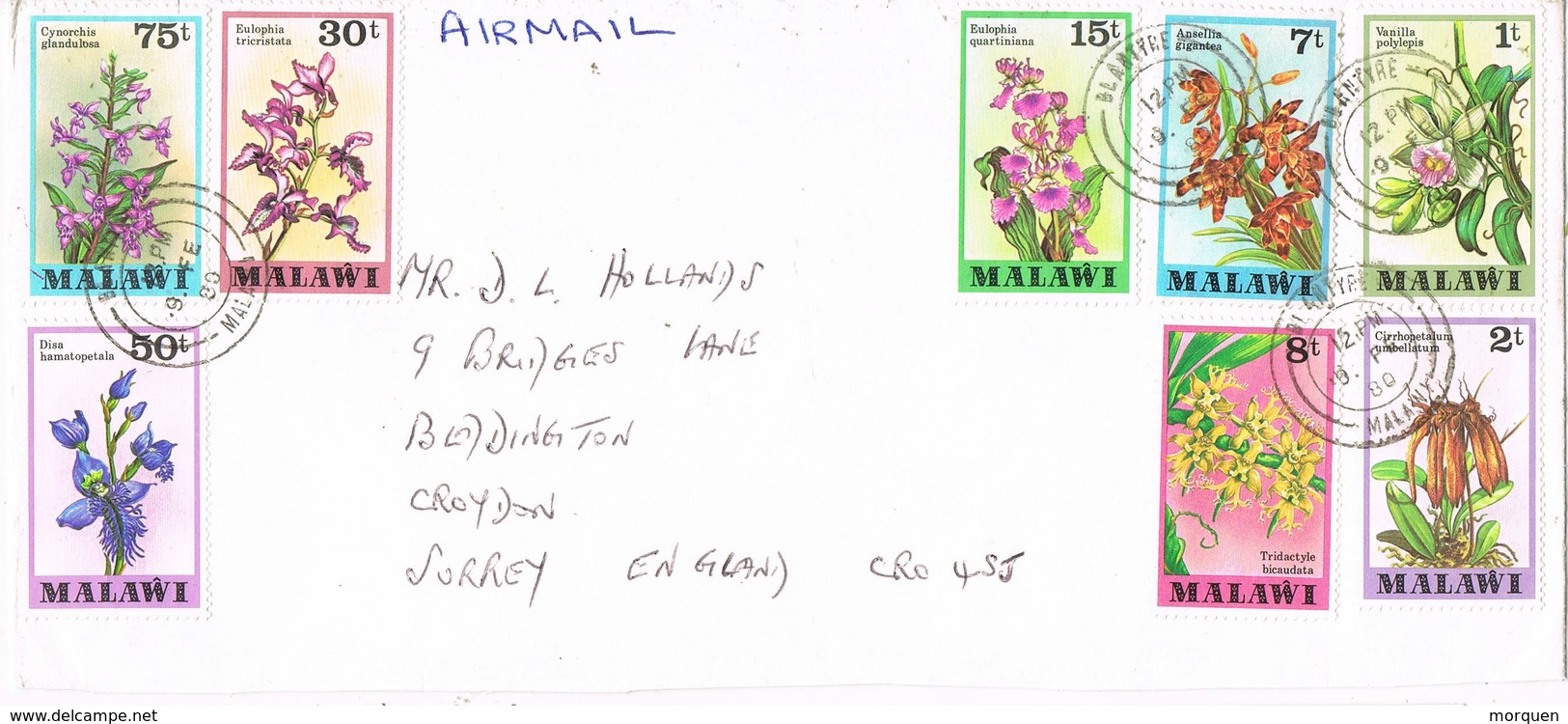 36269. Carta Aerea BLANTYRE (Malawi) 1980. Flowers Stamps, Flores - Malawi (1964-...)