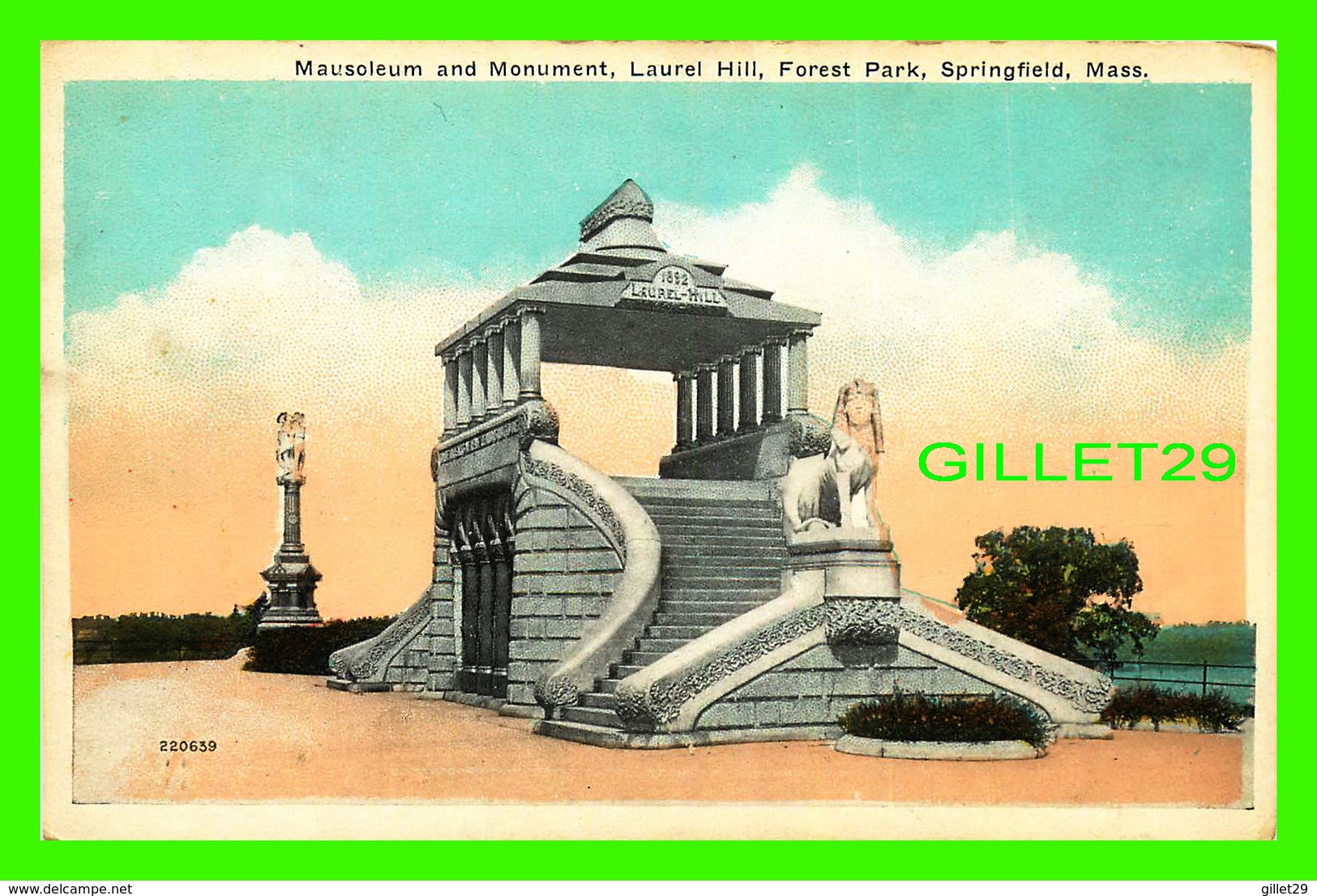SPRINGFIELD, MA - MAUSOLEUM AND MONUMENT, LAUREL HILL, FOREST PARK - UNICO - - Springfield