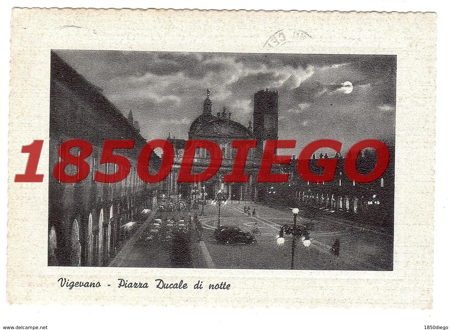 VIGEVANO - PIAZZA DUCALE DI NOTTE F/GRANDE VIAGGIATA 1954 - Vigevano