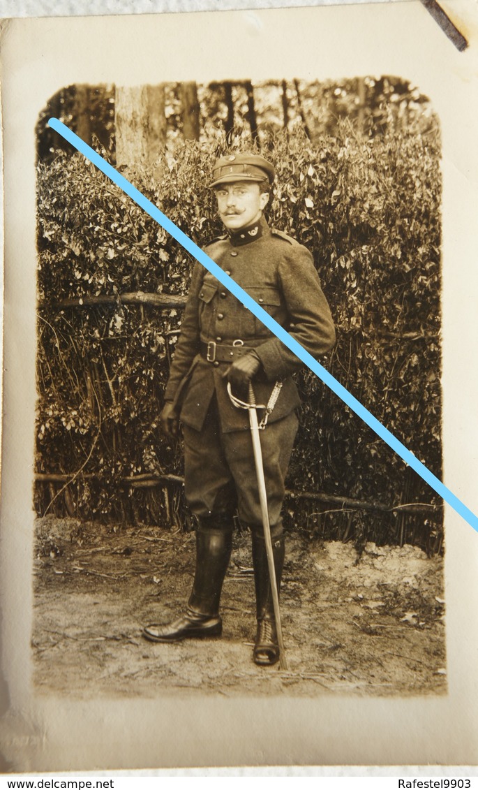 Photo ABL Officier Carabinier 1914 18 Uniforme Sabre Sword Epée Armée Belge Belgische Leger Militaria - Oorlog, Militair