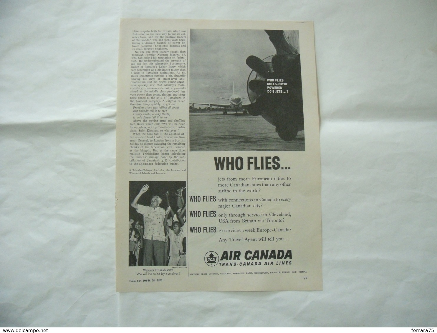 PUBBLICITà ADVERTISING AIRLINES AIR CANADA DC-8 JETS-30 - Altri & Non Classificati