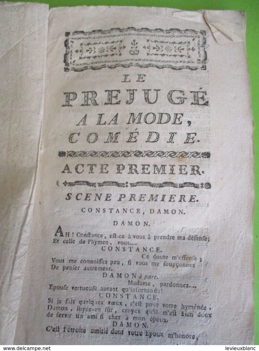 Fascicule Théatre / L Préjugé à La Mode/Comédie En 5 Actes Et En Vers/NIVELLE / 1735     FAT26 - 1701-1800