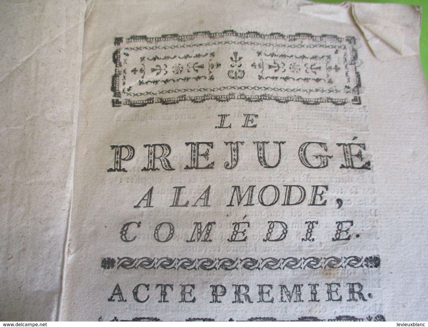 Fascicule Théatre / L Préjugé à La Mode/Comédie En 5 Actes Et En Vers/NIVELLE / 1735     FAT26 - 1701-1800