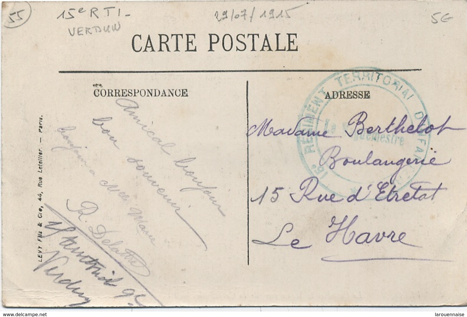 Cachet Militaire : 55 VERDUN . - WW I