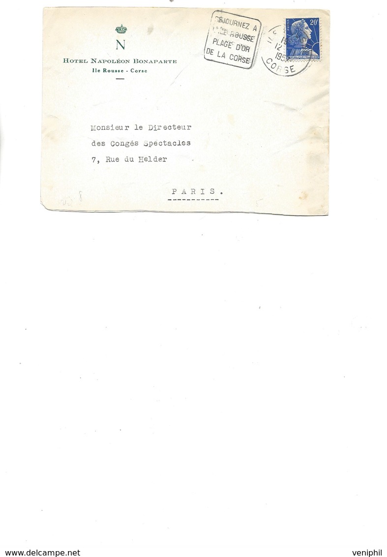 LETTRE OBLITERATION DAGUIN  " CORSE - SEJOURNEZ A L'ILE ROUSSE PLAGE D'OR DE LA CORSE -1957 - Mechanical Postmarks (Other)