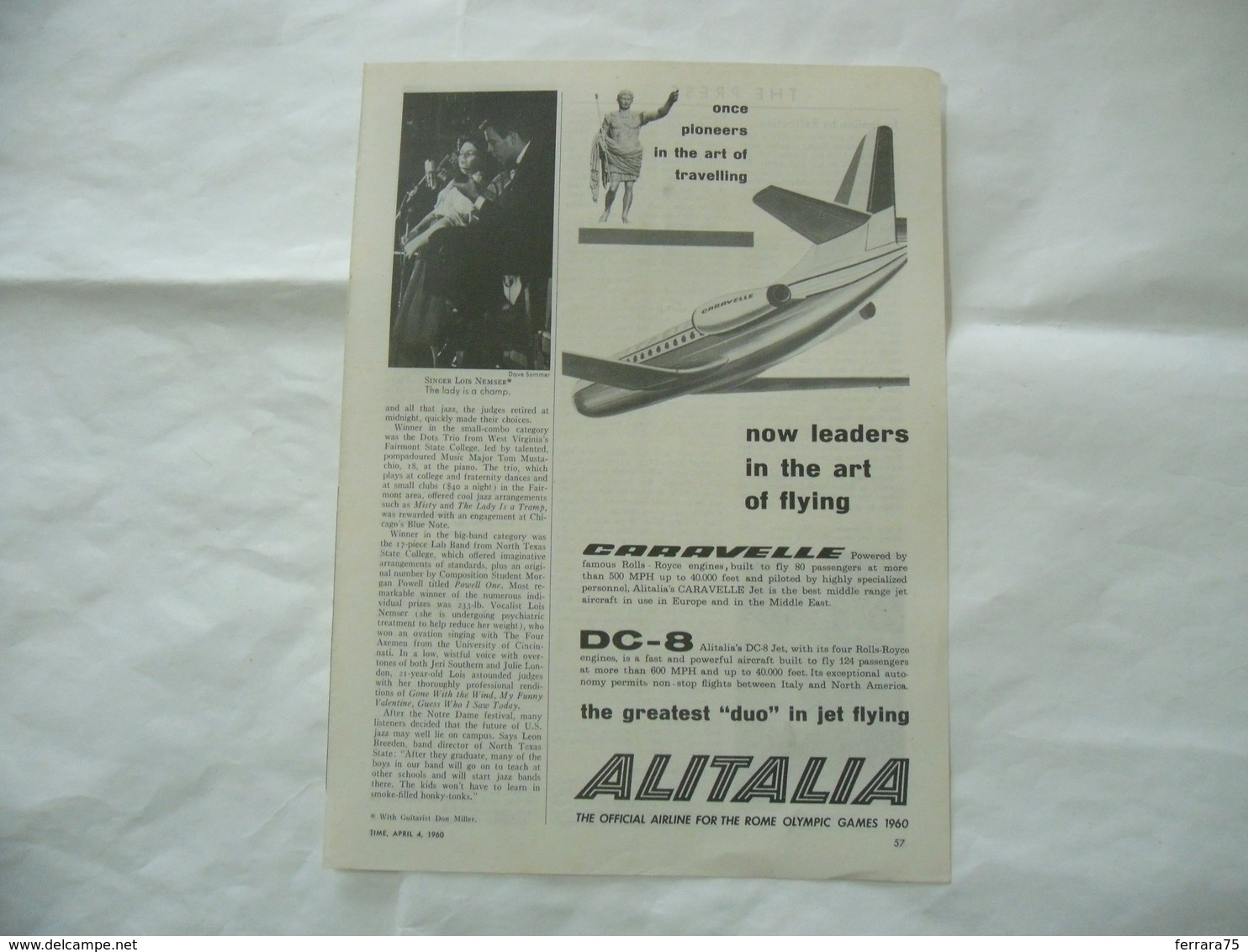 PUBBLICITà ADVERTISING AIRLINES ALITALIA CARAVELLE SUPER DC-8-40 - Altri & Non Classificati