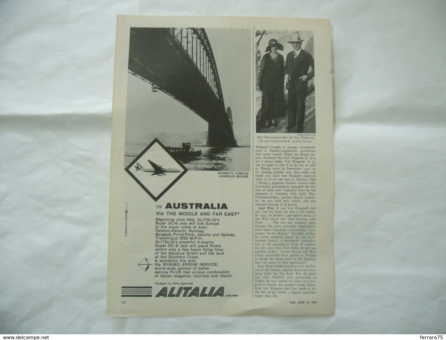 PUBBLICITà ADVERTISING AIRLINES ALITALIA AUSTRALIA -48 - Altri & Non Classificati