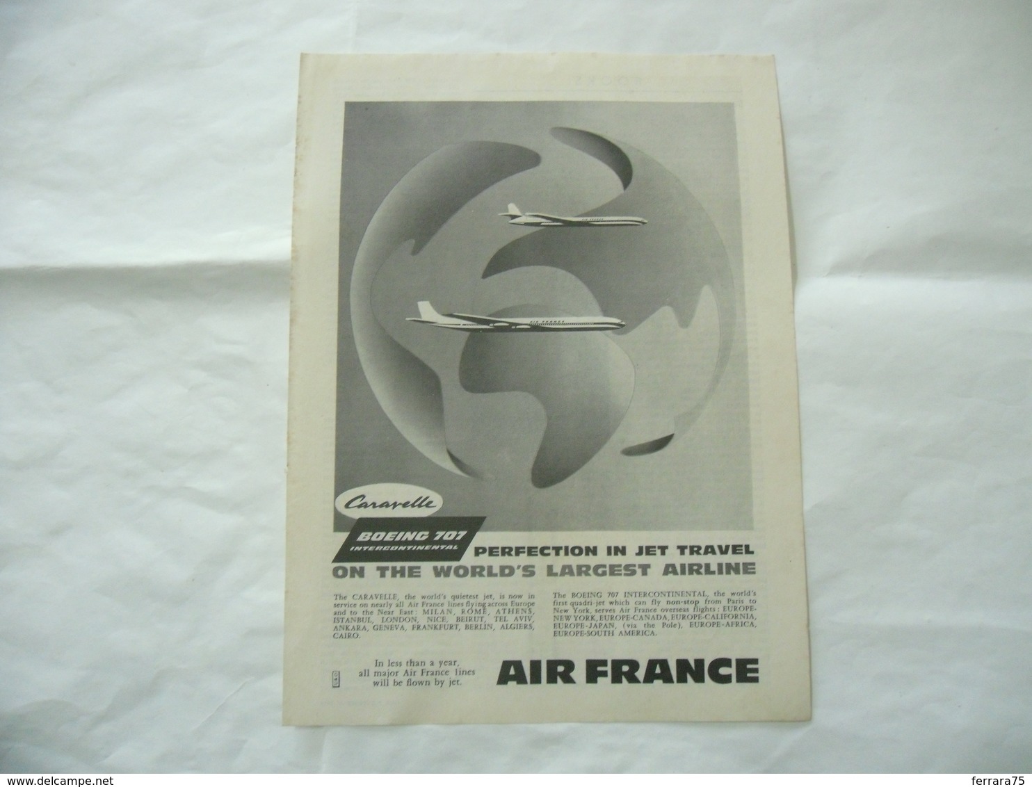 PUBBLICITà ADVERTISING AIRLINES AIR FRANCE CARAVELLE BOEING 707-64 - Altri & Non Classificati