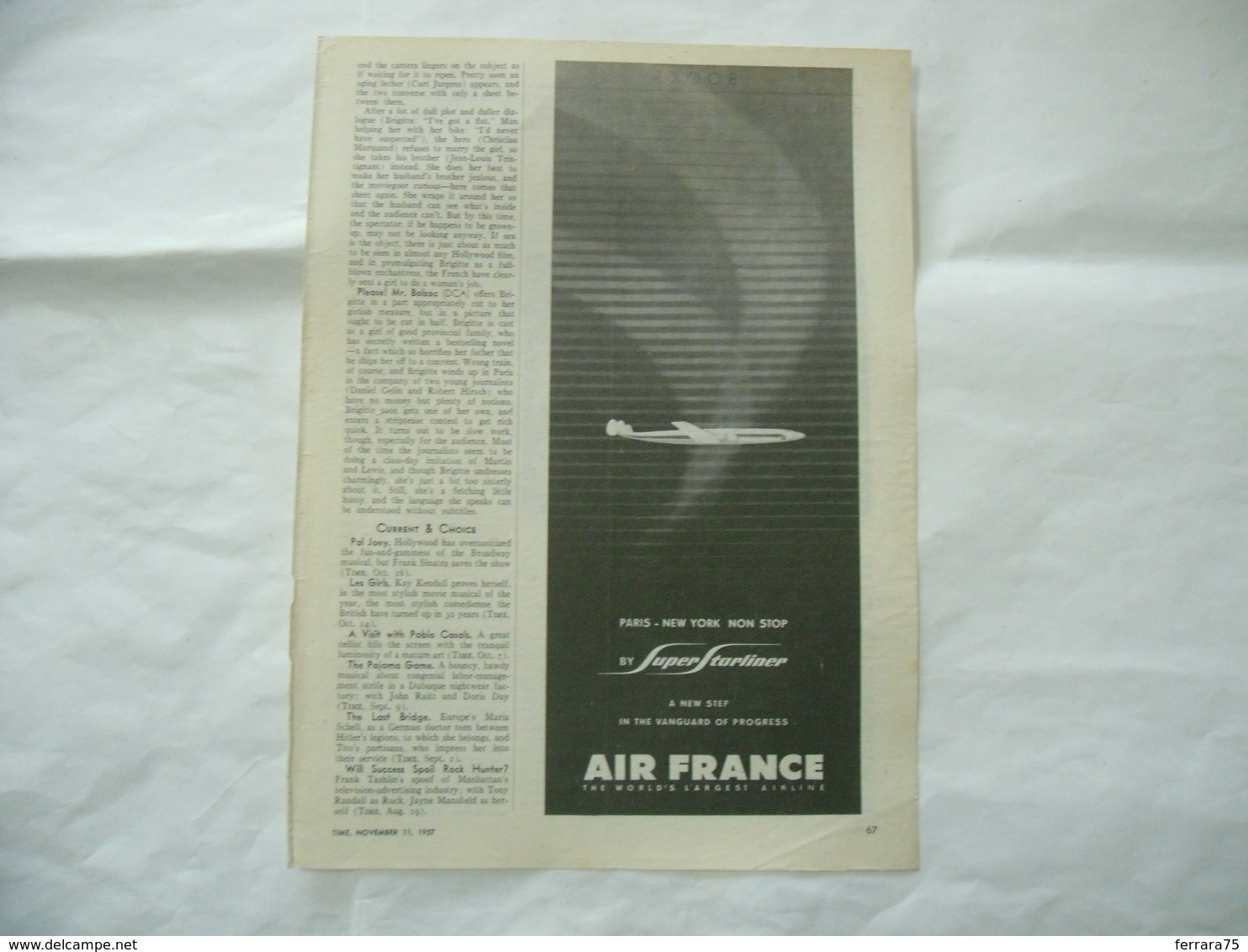 PUBBLICITà ADVERTISING AIRLINES AIR FRANCE -72 - Altri & Non Classificati