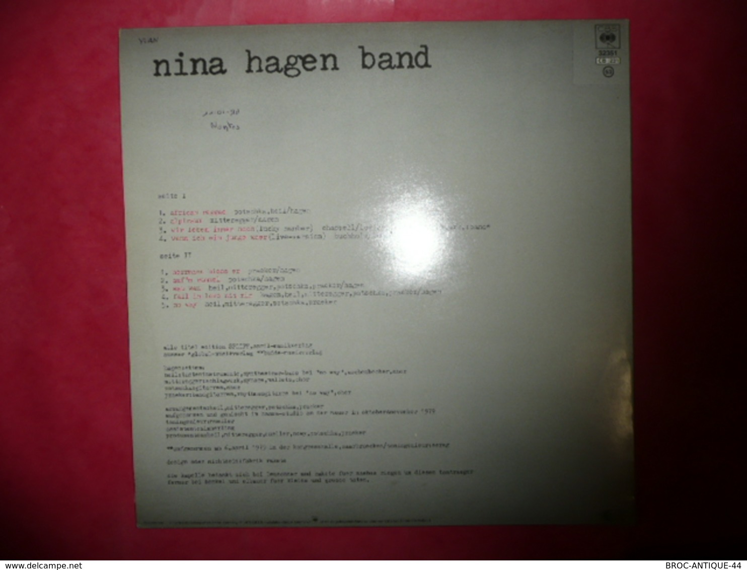 LP N°3193 - NINA HAGEN - UNBEHAGEN - 11.19729-40 - ELECTRO ROCK NEW WAVE PUNK ***** JE SUIS UN GRAND FAN - Punk