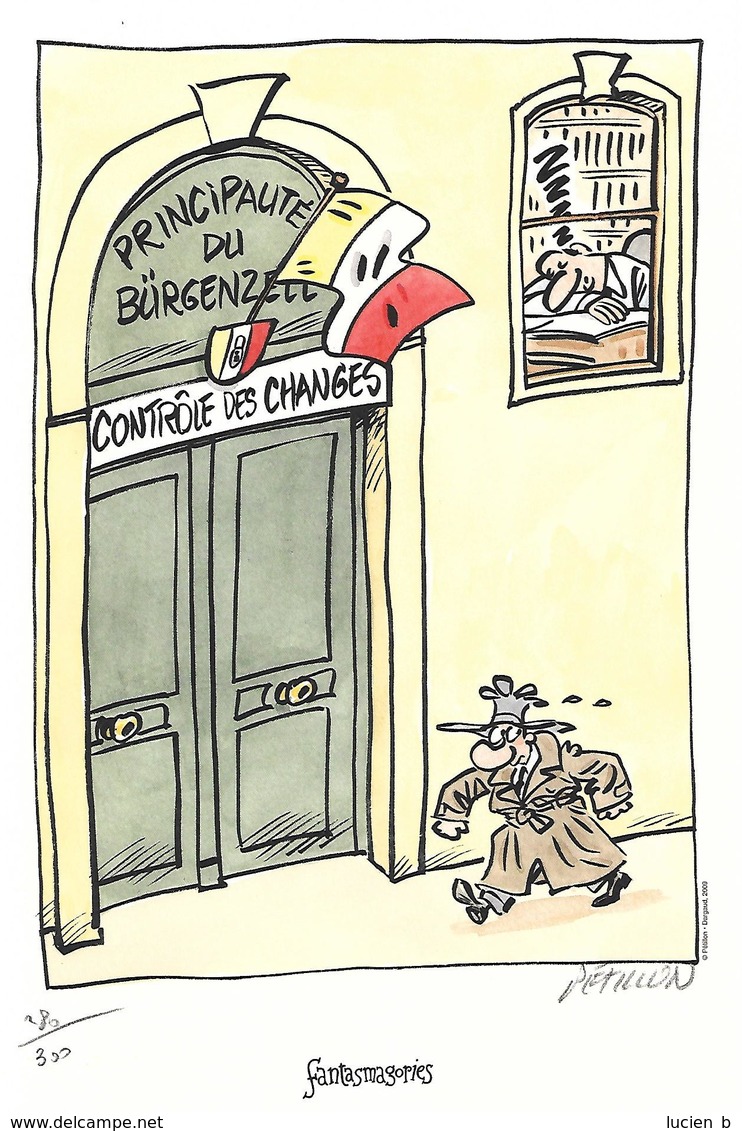 PETILLON  -  Ex-libris "Enquête Au Paradis"  (signé) - Illustrateurs P - R