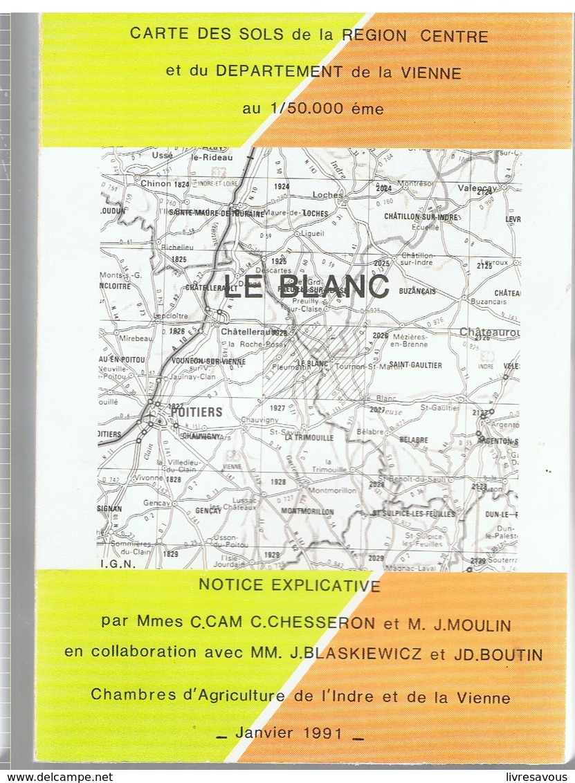 Carte Des Sols De La Région Centre Et Du Département De La Vienne Collectif De Janvier 1991 - Limousin