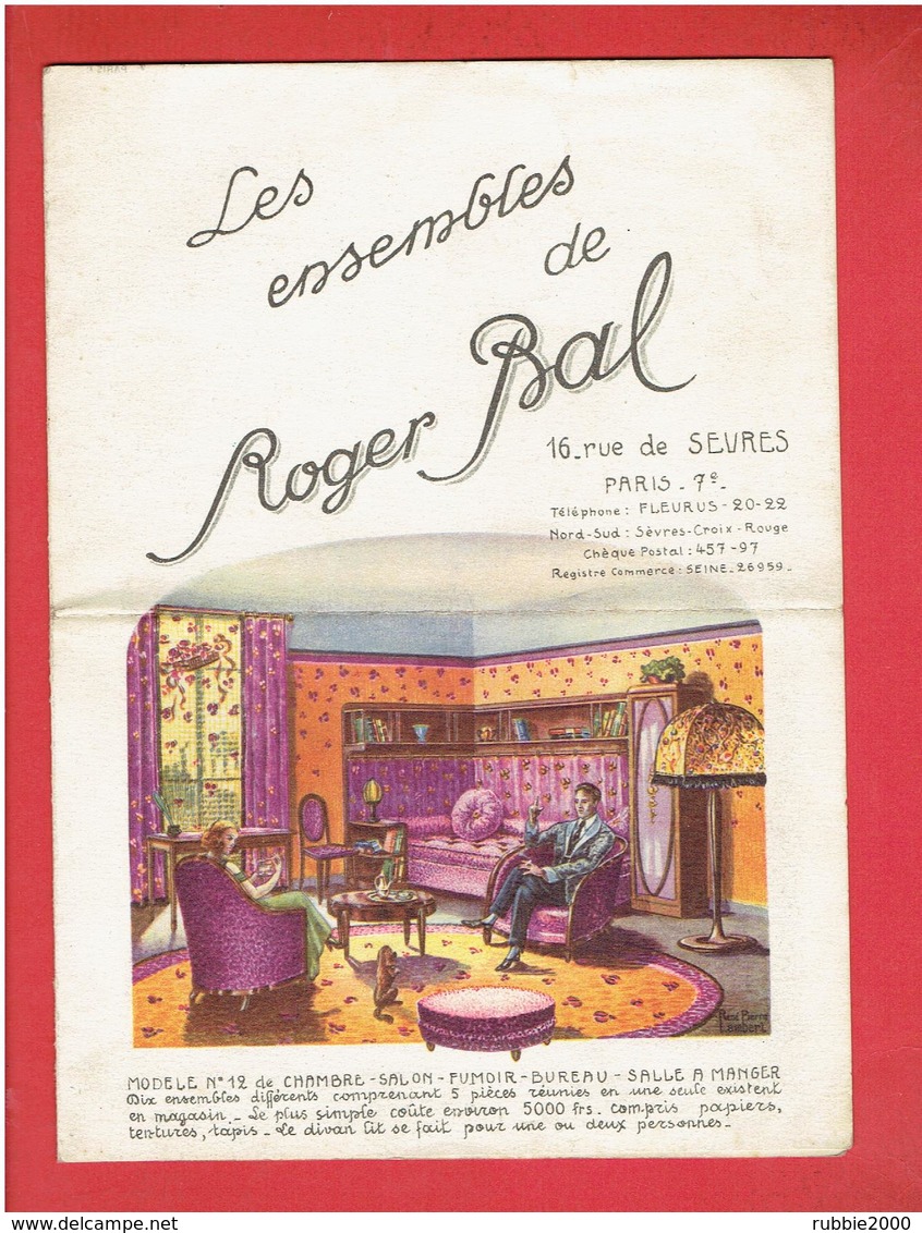 CATALOGUE MEUBLES ROGER BAL 1920 1930 EBENISTE DECORATEUR CREATEUR ENSEMBLIER AMEUBLEMENT DECORATION RUE DE SEVRES PARIS - Autres & Non Classés