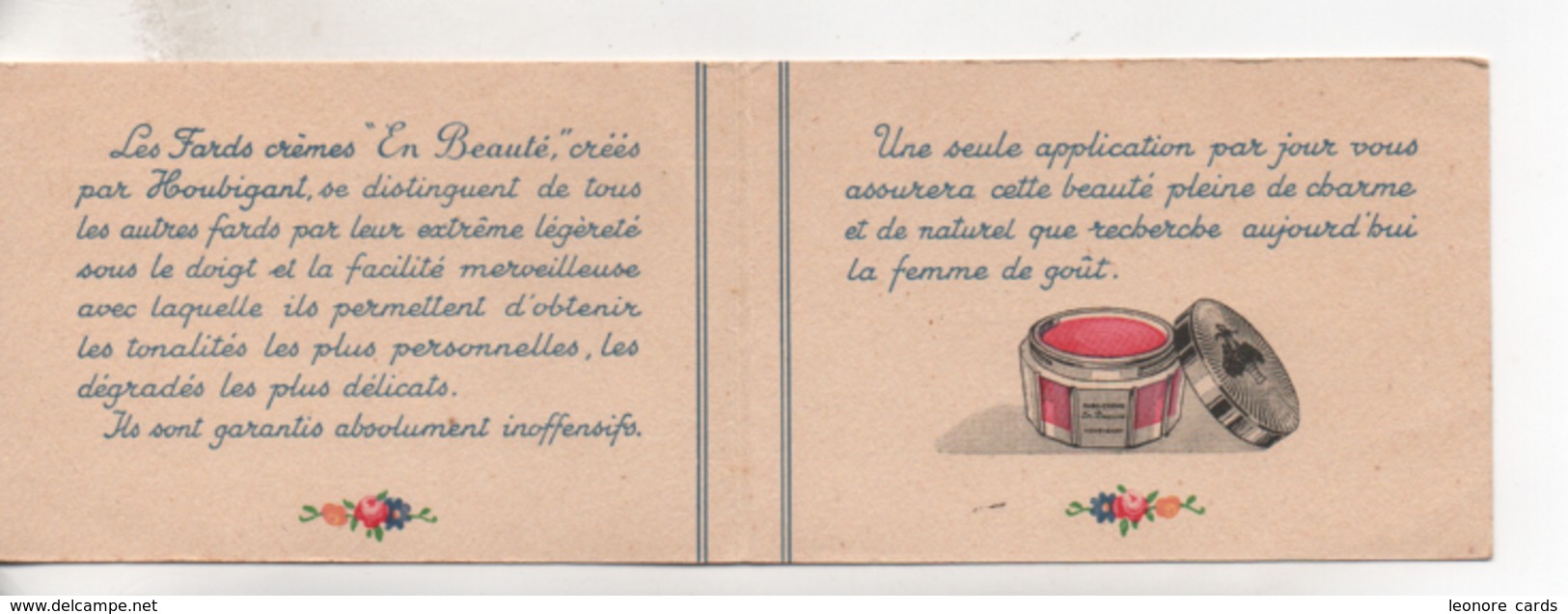 Vieux Papiers.Publicité.petit Dépliant.Houbigant.Fards Crèmes.Oullins.9 X 6cm .ouvert 18 Cm De Long - Publicités