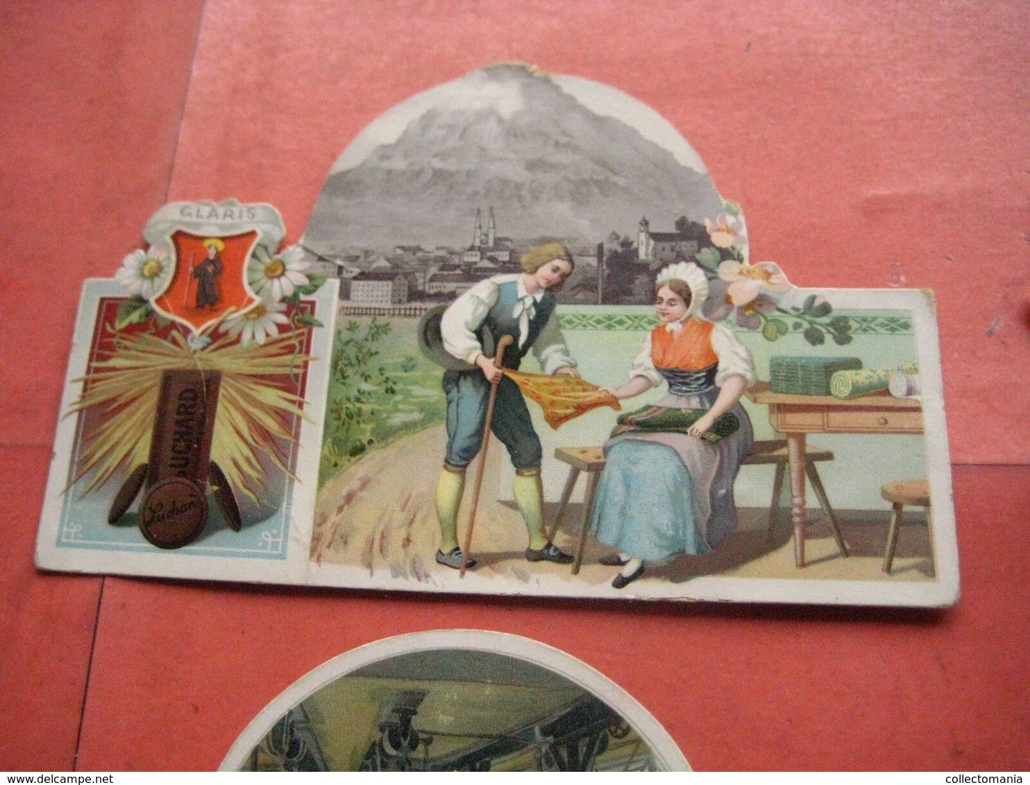 6 litho cards die cut chocolate c1894 SUCHARD  SucV33, cantons  LUCERNE Alpenzell  Tessin Claris Switserland Suisse