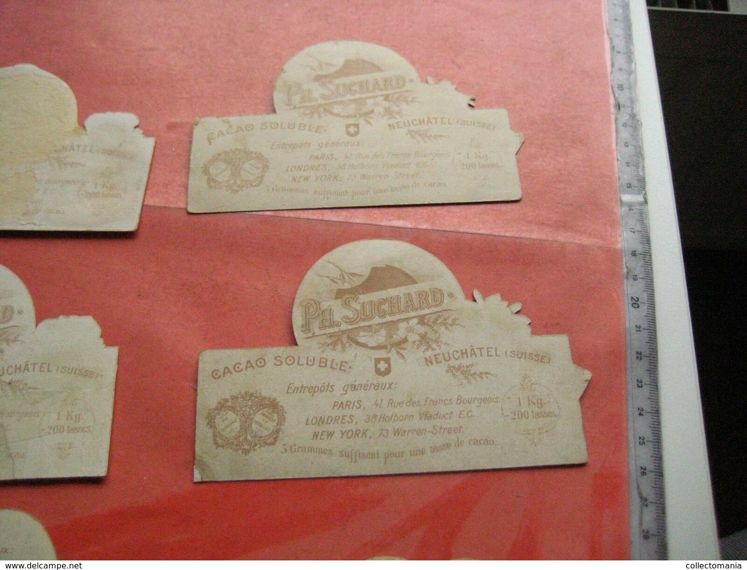 6 litho cards die cut chocolate c1894 SUCHARD  SucV33, cantons  LUCERNE Alpenzell  Tessin Claris Switserland Suisse