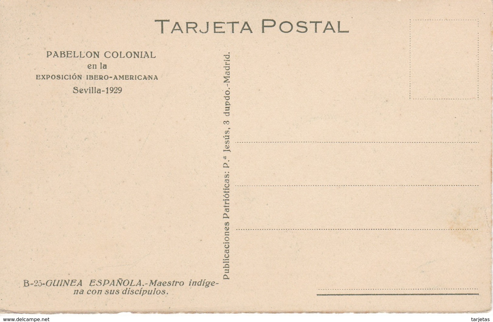 POSTAL DE GUINEA ESPAÑOLA DE POBLADO DE INTERIOR VISTO POR LA ESCUADRILLA (EXPO IBERO-AMERICANA SEVILLA 1929) - Guinée Equatoriale