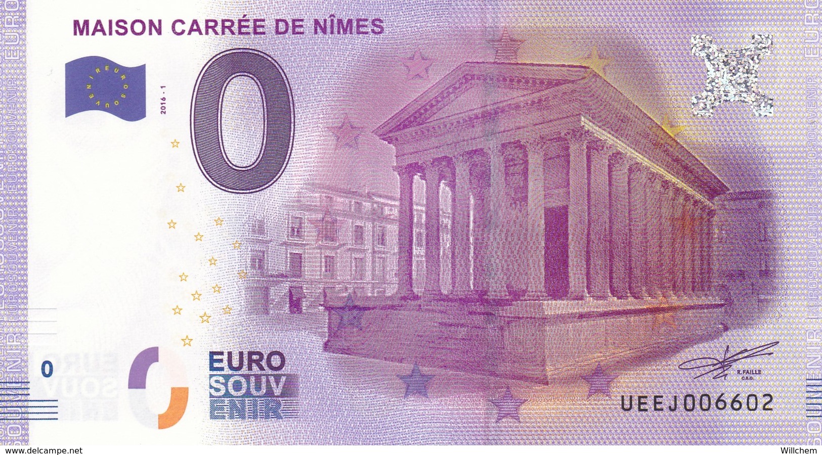 FRANCE / Billet Touristique / Souvenir 0 €uro - 2016 " TOUR MAGNE ". - Essais Privés / Non-officiels